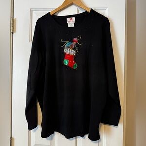 🎁 The Quacker Factory Sequin Stocking Top - Women's Size 2X 0552